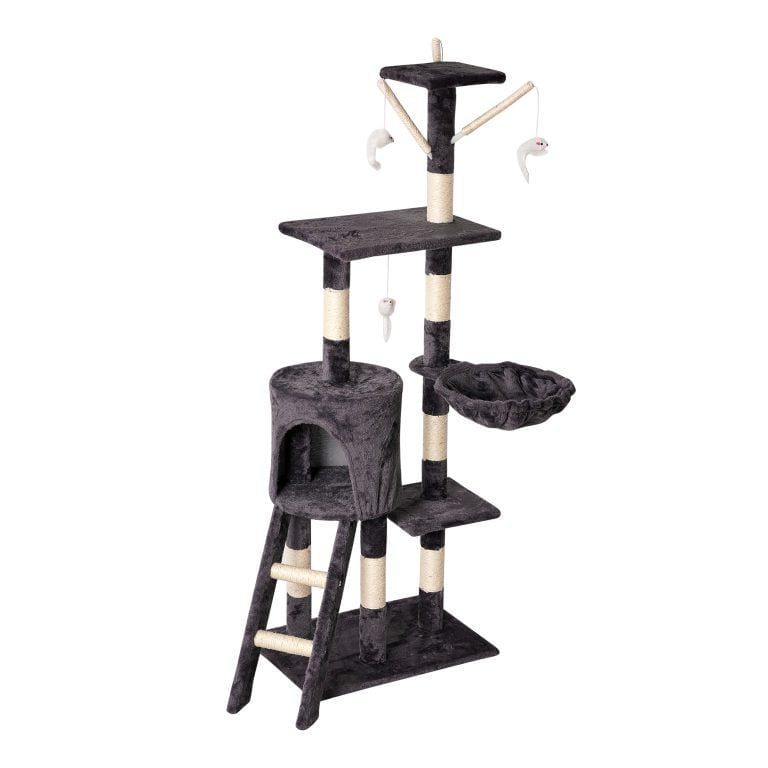COTTECOTA-Árbol Rascador Gris Azulado 50x35x138cm Arbol para Gatos con Plataforma Torre Rascador Escalador para 2-3 Gatos Medianos Estable Rascador con Nidos Hamaca Plataformas Juguete Poste De Sisal Natural ref 51093 | Miravia