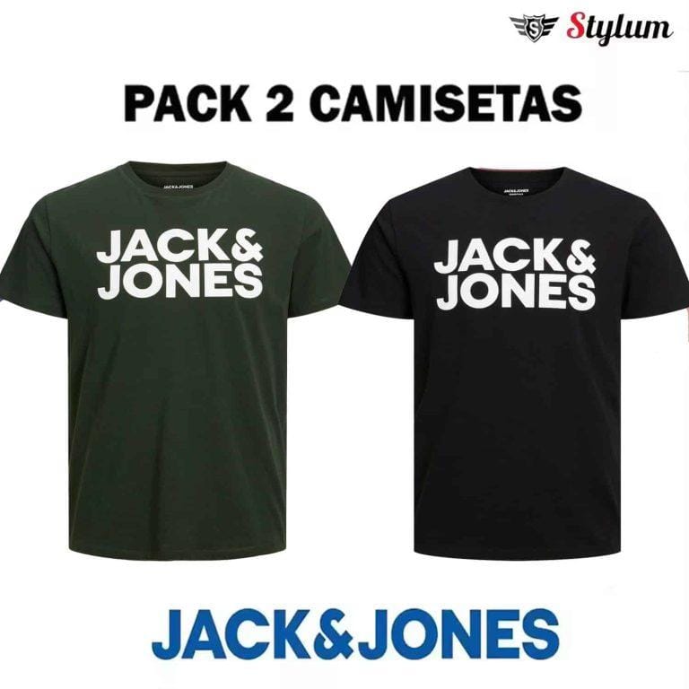 Jack & Jones Hombre Pack 2 camisetas de Algodón Mod JJCORP logo estampado Moda Casual Informal | Miravia