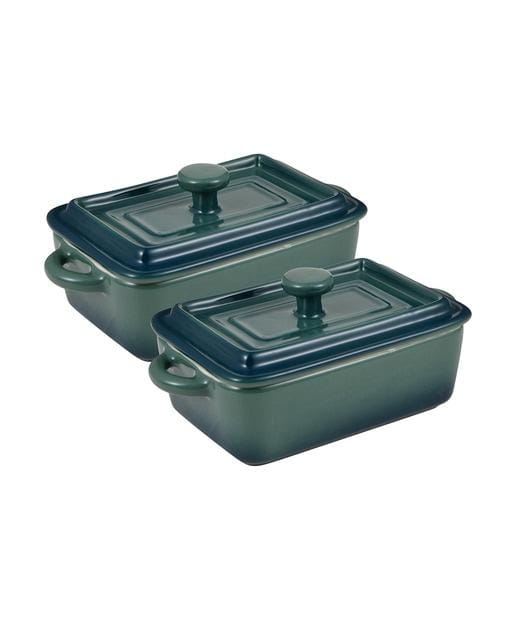 Set 4 minicacerolas con tapa de gres verde Bergner – Primeriti