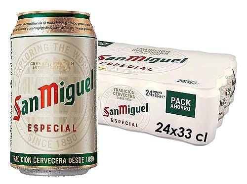 28% DESCUENTO San Miguel Especial Lager, Cerveza Premium Española, Calidad Tradicional y Sabor Refrescante, Pack 24 Latas x 33cl, 5.4% Volumen de Alcohol