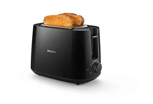 37% DESCUENTO Philips Domestic Appliances Daily Collection Tostadora, 2 Ranuras, 8 Opciones Ajustes, Rejilla Calientabollos y Descongelación, Elevación Alta, Apagado Auto, Negro, HD2581/90