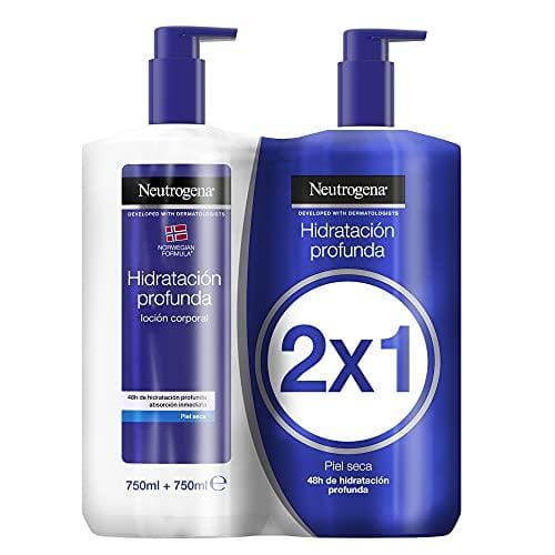Neutrogena Fórmula Noruega Hidratación Profunda Loción Corporal de Absorción Inmediata (pack de 2 x 750 ml), crema hidratante corporal con tecnología Pro Ceramida y Glicerina para piel seca