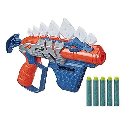 OFERTÓN SUPREMO 69% DESCUENTO Lanzador de dardos Nerf DinoSquad Stegosmash, porta dardos para 4 dardos, 5 dardos Nerf oficiales, diseño de dinosaurio, puntas de pico de Estegosaurio