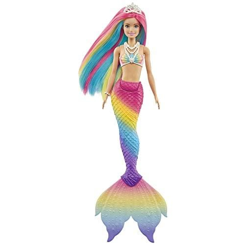 70% DESCUENTO Barbie Muñeca Sirena Función de Cambio de Color con Agua Look Fantasía Pelo Arcoíris y Tiara Cola Multicolor Regalo para Niños de 3 7 Años, GTF89