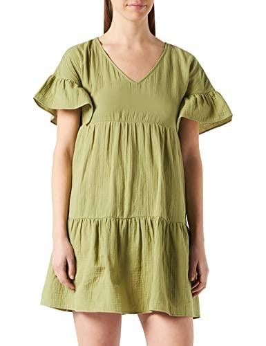 Naf Naf Vestido Bata, Verde Oliva, 36 para Mujer