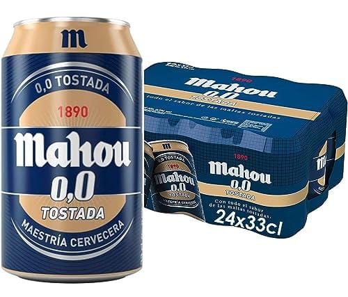 BUENA OFERTA 24% DESCUENTO Mahou 0,0 Tostada, Cerveza Lager Refrescante, Ligera y Suave, Sabor Auténtico de Cerveza, 0.0 % Vol Alcohol, Pack de 24 Latas x 33 cl