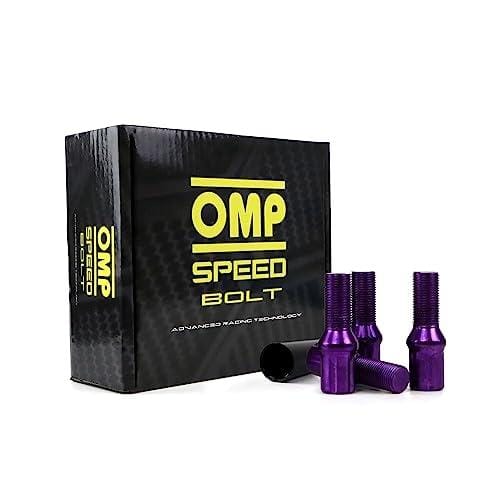 OMP SPEED Set 20 Tornillos de Rueda con Metrica M14X1.25 Llave de 17/19 Largo Roscado de 27MM Color Morado y Material DIN 10.9