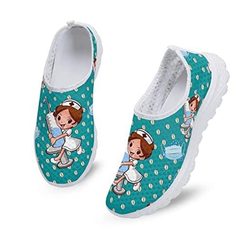 Dolyues Zapatillas de correr para mujer, ligeras, con cordones, talla 35 EU 45 EU, Enfermera Turquesa, 38 EU