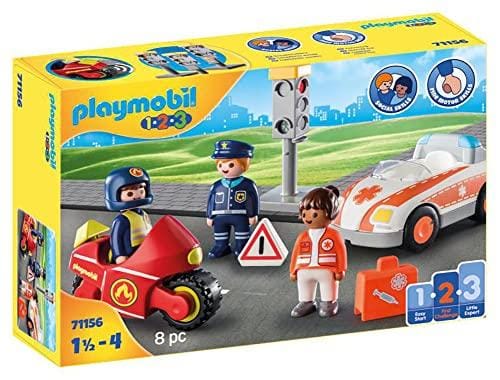 50% DESCUENTO PLAYMOBIL 1,2,3 71156 Héroes del Día a Día, Juguetes Educativos y de Motricidad para Niños Pequeños, Primeros Juguetes para Niños de 1,5 a 4 Años
