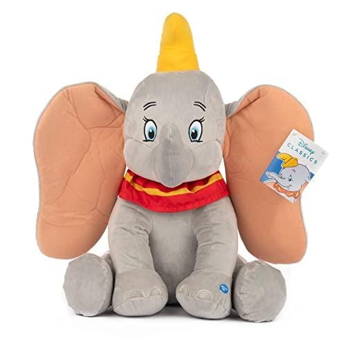 50% DESCUENTO Famosa Softies Peluche Dumbo de la pelicula Disney, de tamaño medio y textura suave y blandita, tiene sonido divertido, para regalar a cualquier edad, (760021693)