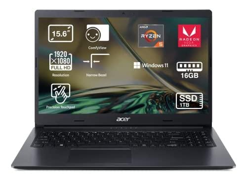 36% DESCUENTO Acer Aspire 3 A315 23 R617 Ordenador Portátil 15.6” Full HD LED, Laptop (AMD Ryzen 5 3500U, 16 GB RAM, 1 TB SSD, AMD Radeon Vega 8, Windows 11 Home), Negro Teclado QWERTY Español