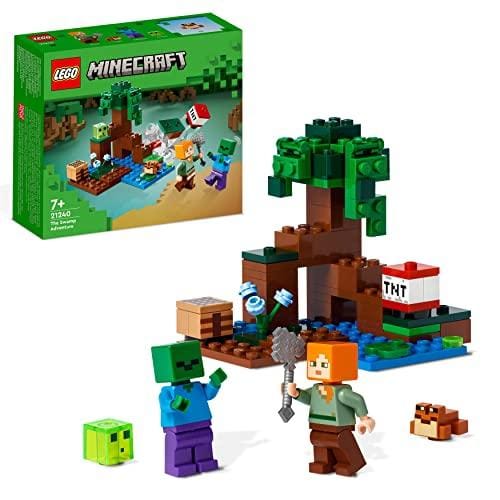 20% DESCUENTO LEGO Minecraft La Aventura en el Pantano, Juguete de Construcción, Mini Figuras de Alex y Esqueleto, Bioma, Regalo de Cumpleaños Niños y Niñas de 7 Años o Más 21240