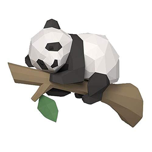 Plantilla de Papel Animal 3D, Geométrico Panda en el árbol para decoración hogar, decoración de, Juguetes educativos para niños, A.