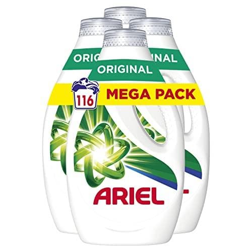 BUENA OFERTA 31% DESCUENTO Ariel Detergente Lavadora Liquido 116 Lavados (4×29), Original, Jabon Limpieza Mejorada en Ciclos Mas Frios con la Exclusiva Tecnologia de limpieza en Frio