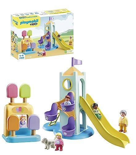 53% DESCUENTO PLAYMOBIL 1.2.3 71326 Parque Infantil Aventura con Cabina de Helados para Que los más pequeños descubran Las Funciones básicas, Juguete para niños a Partir de 12 Meses