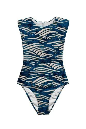 Averie One Piece Swimsuit Zip up Traje de baño de una Pieza, Blanco, S para Mujer