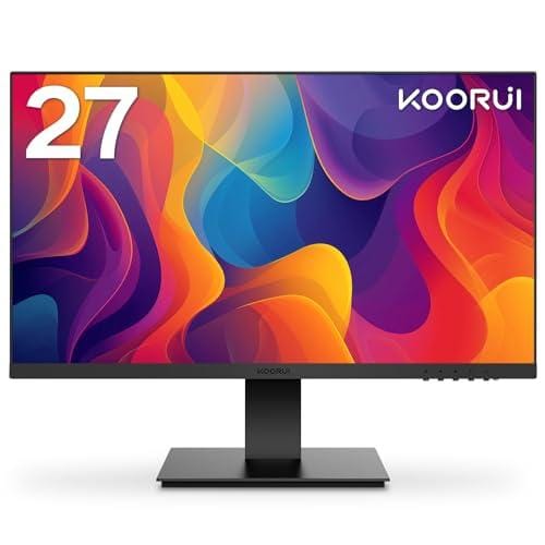 33% DESCUENTO KOORUI Monitor 27 Pulgadas, 75 Hz, 1080p, 5 ms, para Colgar, sin Marco, HDMI,Inclinable, Cuidado de Los Ojos, Montaje en Pared VESA, Color Negro
