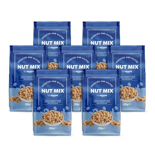 23% DESCUENTO by Amazon Mezcla de frutos secos tostados y salados, 1400g, 7 Paquetes de 200g