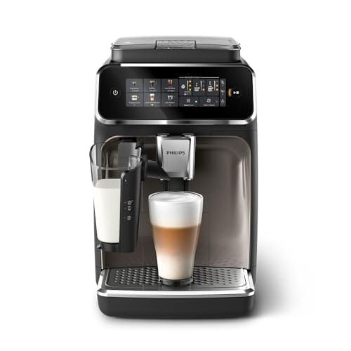 DESCUENTAZO 64% DESCUENTO Philips Serie 3300 Macchina da caffè automatica 6 tipi di bevande, Display touch screen a colori, LatteGo, SilentBrew, Macinacaffè in ceramica al 100%, Filtro AquaClean. Cromato nero (EP3347/90)