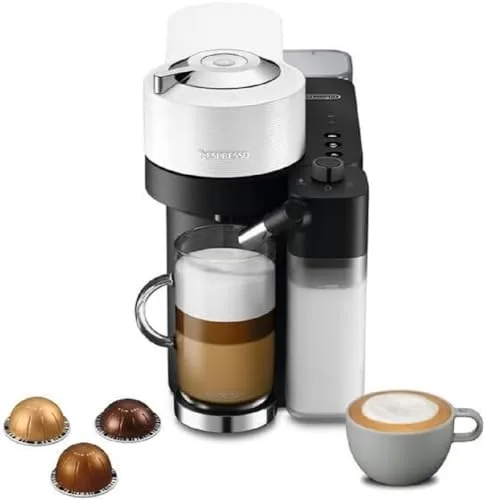 60% DESCUENTO Nespresso De’Longhi Vertuo Lattissima ENV300.W, Máquina de Café Automática con Espumador de Leche Automático, Cafetera de Cápsulas de Servicio Individual, 5 Tamaños de Taza, 1500W, Blanco
