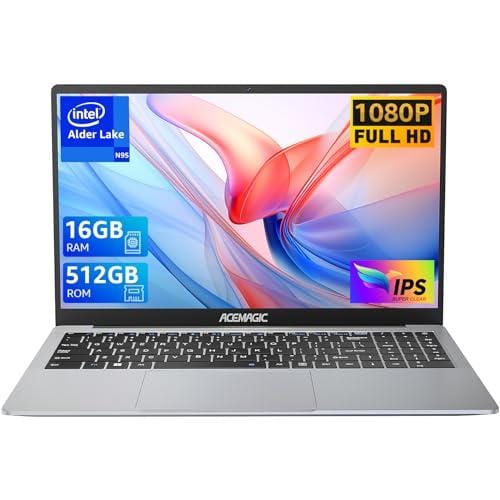 24% DESCUENTO ACEMAGIC Ordenador Portátil 15,6 Pulgadas 16GB DDR4 512GB SSD Intel N95(DERROTA A N5095,hasta 3.4Ghz) Portátil Expansión 2TB,1920 * 1080,5G WiFi,Altavoz,USB 3.2,HDMI,Tipo C,diseño de Metal Ligero