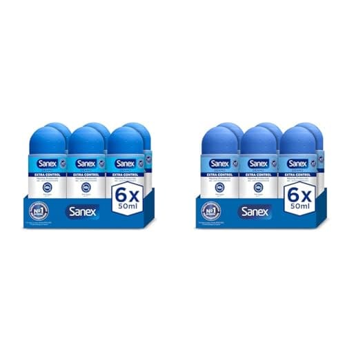 62% DESCUENTO Sanex Dermo Extra Control Desodorante Roll On, Pack 6 Uds x 50 ml, Desodorante Antitranspirante, hasta 48H de Protección Contra el Sudor y el Olor, Restaura el pH Natural de la Piel (Paquete de 2)