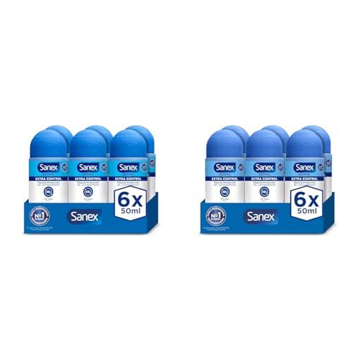 62% DESCUENTO Sanex Dermo Extra Control Desodorante Roll On, Pack 6 Uds x 50 ml, Desodorante Antitranspirante, hasta 48H de Protección Contra el Sudor y el Olor, Restaura el pH Natural de la Piel (Paquete de 2)
