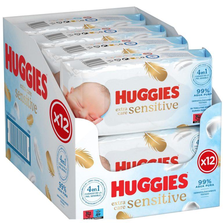 Huggies Extra Care Sensitive 672 Toallitas (12 packs de 56 Toallitas). 99% Agua, Cuidado 4 en 1 para Piel Sensible: Limpia, Calma, Protege contra la Irritación y Equilibra el PH. Clínica y Dermatológicamente Testado, sin Fragrancias ni Parabenos. | Miravia
