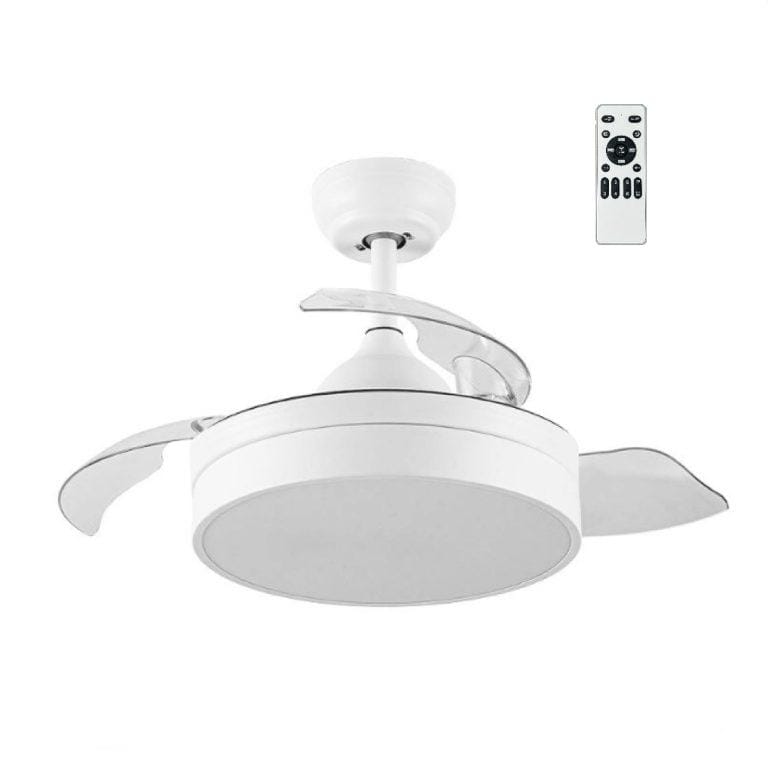 LED Ventilador de techo con LED 27W y motor 49W, silencioso con mando a distancia, aspas retráctiles, 6 velocidades, temporizador | Miravia