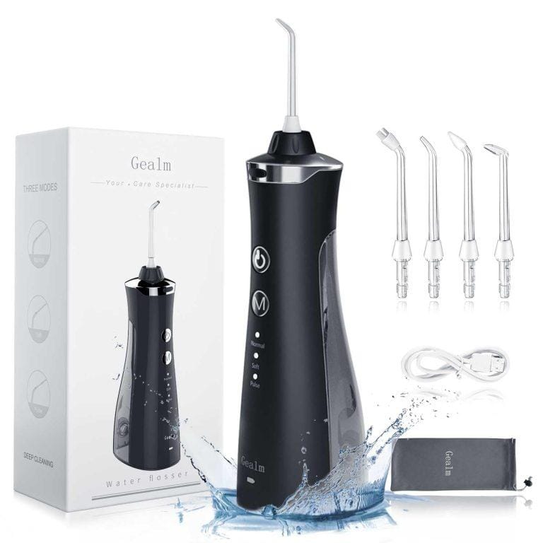 irrigador bucal Flosser de agua inalámbrico para dientes – Gealm 4 modos de irrigador oral dental, portátil y recargable IPX7, impermeable, limpiador de dientes con púa de agua para viajes en casa | Miravia