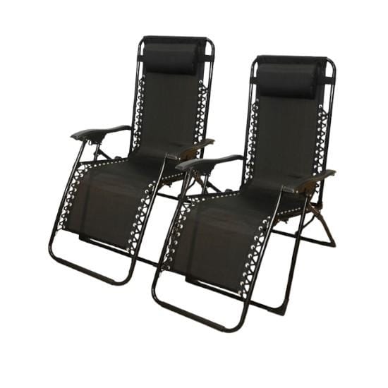 2 Tumbonas Reclinable para Camping y Jardín 112 x 65 x 84 cm Tumbona Negra + Almohada Silla Gravedad Cero Playa Verano Piscina Banquetas para Salón Jardín Balcón | Miravia