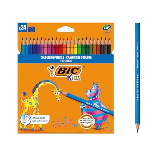 63% DESCUENTO BIC Kids Evolution ECOlutions Lápices para Colorear colores Surtidos, Blíster de 24 unidades
