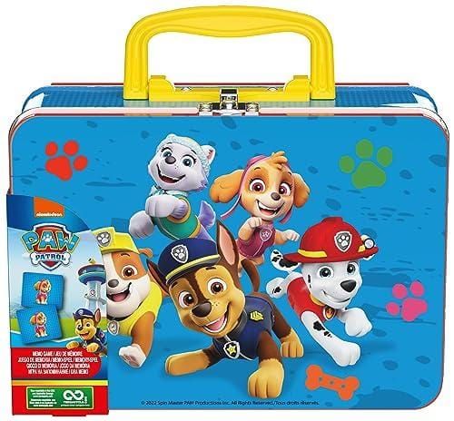 Spin Master Games, JUEGOS DE MESA, PATRULLA CANINA MEMORY Juego de Memoria MEMO de 72 Cartas Divertido con Maletín de Transporte Metálico, 2 6 Jugadores Juegos de Mesa Niños 3 años +
