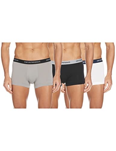 47% DESCUENTO Emporio Armani Underwear CC717, Boxer Hombre, Gris (White/Black/Grey), M