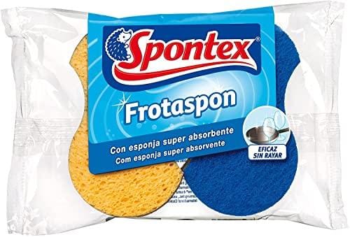 Spontex 10300017 Estropajos con Esponja de Celulosa Vegetal Súper Absorbente, 2 Unidades, 2 unidad, 2