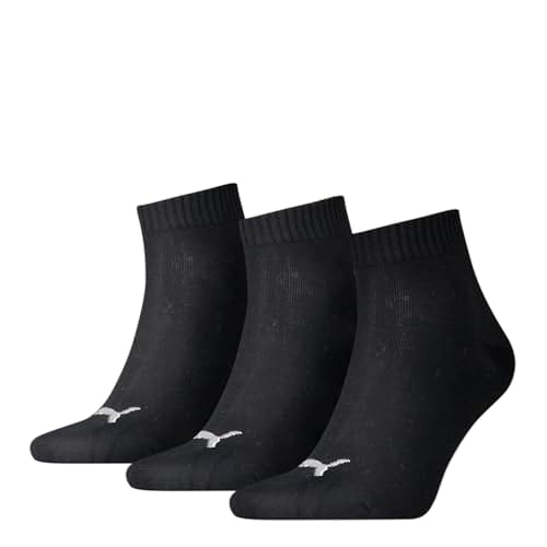 50% DESCUENTO PUMA Quarter Calcetines, Negro (Black) K, 35 38 (Pack de 3) Unisex Adulto