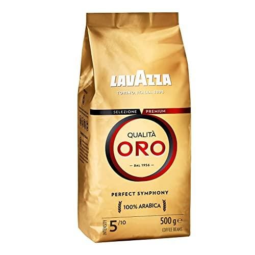 23% DESCUENTO Lavazza, Qualità Oro, Café en Grano Natural, Ideal para la Máquina de Café Espresso, con Notas Aromáticas de Frutas y Flores, 100% Arábica, Intensidad 5, Tueste Medio, Paquete de 500 g