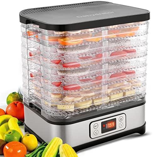 COOCHEER Deshidratador de Alimentos 8 Pisos Bandejas, Deshidratador de Frutas y Verduras 400W con Temporizador 72H y Temperatura ajustable,Pantalla LCD,sin BPA