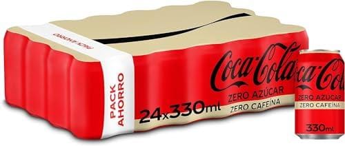 Coca Cola Zero Azúcar Zero cafeína Refresco de cola sin azúcar, sin calorías, sin cafeína Pack 24 latas 330 ml