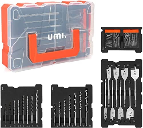 Umi 55 Piezas, Juego de Brocas y Puntas de Destornillador para Taladrar y Atornillar Madera, Metal, Hormigón, Caja de Almacenamiento Incluida