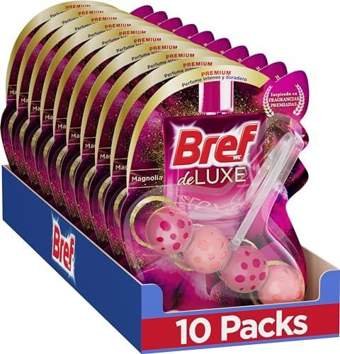 35% DESCUENTO Bref Deluxe Magnolia Cesta WC (pack de 10 unidades), limpia baño para un WC siempre limpio y fresco, limpiador de baños con fórmula antical que elimina la suciedad