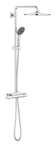 DESCUENTAZO 58% DESCUENTO GROHE Vitalio Joy 310 QuickFix, Sistema ducha termostática con bandeja, ducha mural 31 cm, teleducha 11 cm y 3 chorros, flexo 1.75 m, instalación con QuickSpanner incluída, cromo, 26401001