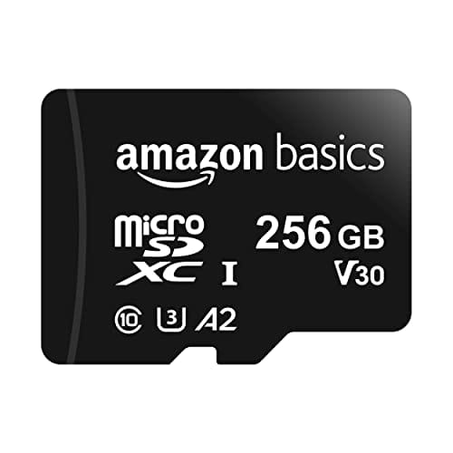 31% DESCUENTO Amazon Basics MicroSDXC, 256 gb, con Adaptador SD, A2, U3, velocidad de lectura hasta 100 MB/s, Negro