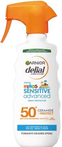23% DESCUENTO GARNIER DELIAL Pistola Solar Muy Alta Protección FPS50+ Niños Para Pieles Sensibles Y Resistente Al Agua, Arena, Sal Y Cloro 270 ml