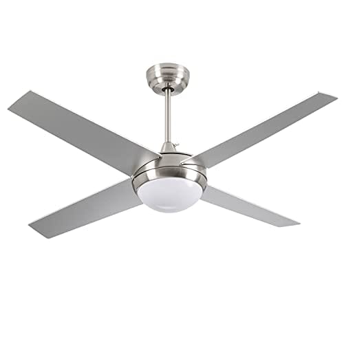DESCUENTAZO 60% DESCUENTO Ventilador de Techo con Luz LED Silencioso 4 Aspas 56W de Potencia | Modelo Montana Plateado de Dayron | Ventilador de Techo con Mando a Distancia y 6 Velocidades Controlables