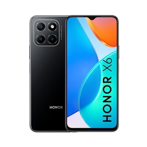 HONOR X6 Smartphone, Telefono Móvil de 4+64GB, Soporta Memoria Externa hasta 1TB, Cámara Triple 50MP, Procesador Helio G25 de 8 Núcleos, Batería 5000 mAh, Pantalla 6,5″, Dual SIM, Android 12, Negro