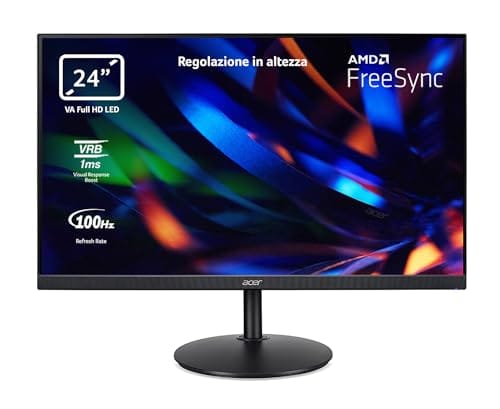 Acer CBA242YAbir Monitor Gaming de 24 » Full HD 75 Hz (1920 x 1080, 16:9, 250 Nits, 1 ms VRB, AMD FreeSync, ZeroFrame, VGA/1xHDMI), Monitor PC Color Negro