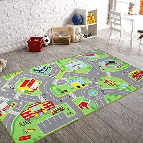 Booooom Jackson Alfombra Infantil Carretera para Coches,Alfombra Colorida y Divertida con Carreteras para Sala de Juegos, Alfombra de Juegos para Divertirse Horas de Bebe Niños