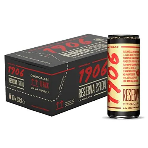 25% DESCUENTO Cerveza 1906 Reserva Especial Frigopack Paquete de 10 latas de 33cl – Bebida alcohólica 6,5% de volumen en alcohol