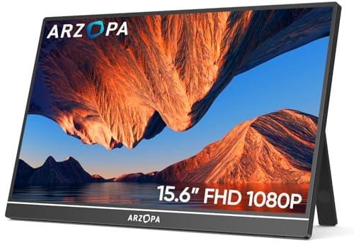 42% DESCUENTO ARZOPA Monitor portátil, Monitor portátil IPS FHD de 15,6″ 1920 × 1080 con Soporte, Segunda Pantalla ultradelgada para computadora portátil/PC/Mac/PS3/4/5/Xbox A1